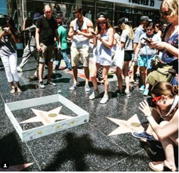 Donald Trump&amp;#039;s star on the Hollywood Walk of Fame got a mini border around its perimeter.