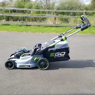 The EGO LM1702E-SP 42cm Self-Propelled Lawnmower being tested