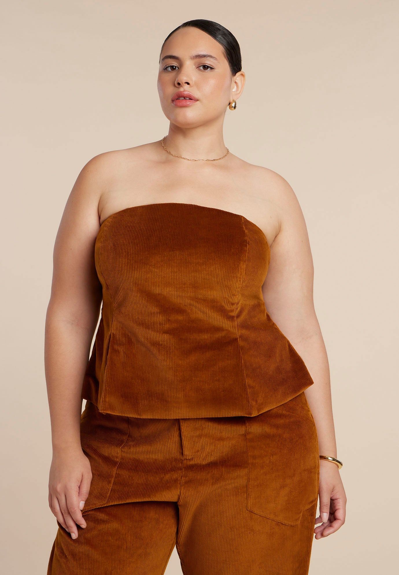Corduroy Peplum Bustier