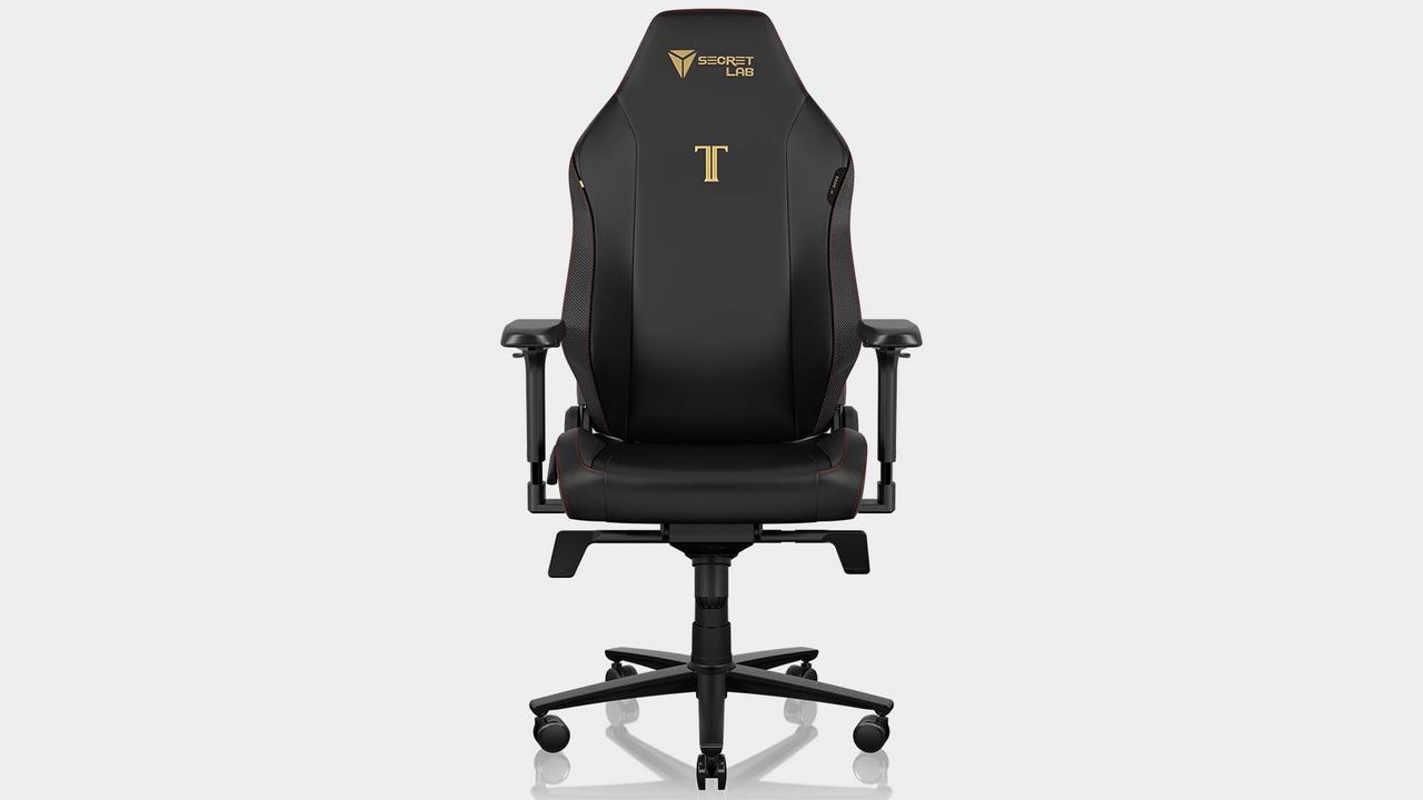 Secretlab Titan Evo 2022 gaming chair on a grey background at various 360&deg; angles.