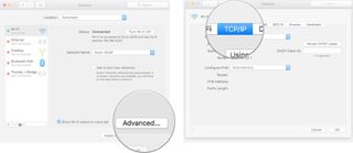 Selecting TCP/IP on Mac