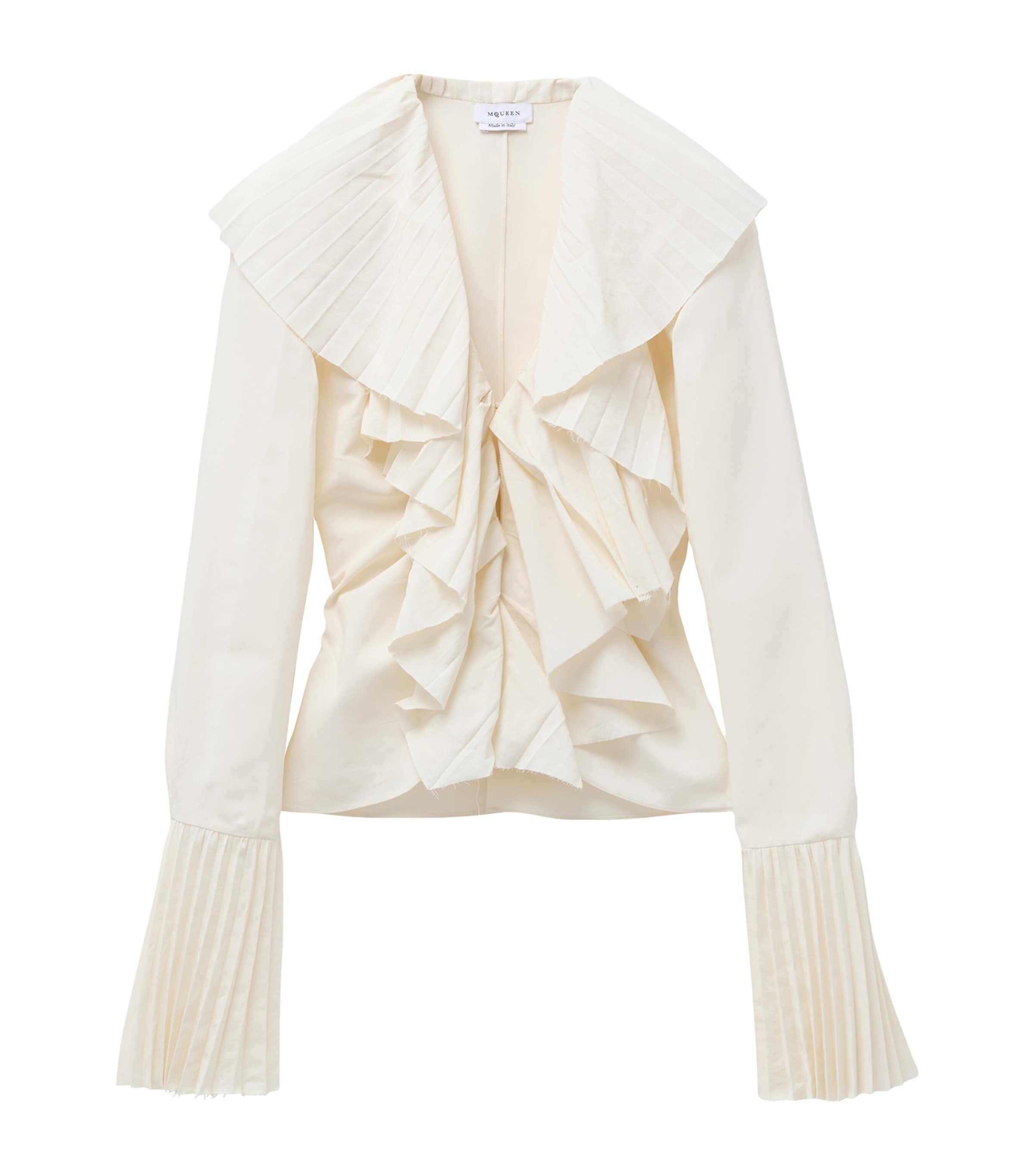 Mcqueen Plissé Ruffle-Neck Blouse