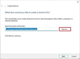 Create shortcut option