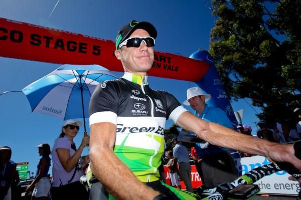 Stuart O'Grady poses for a quick photo before the start.