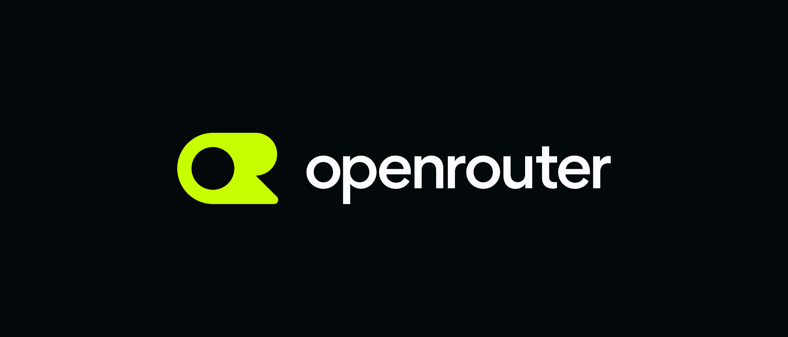 The OpenRouter logo in lime green and white on a black background