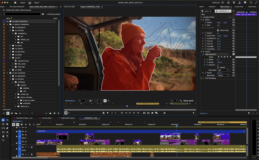 Screenshot of object masking in Adobe Premiere 