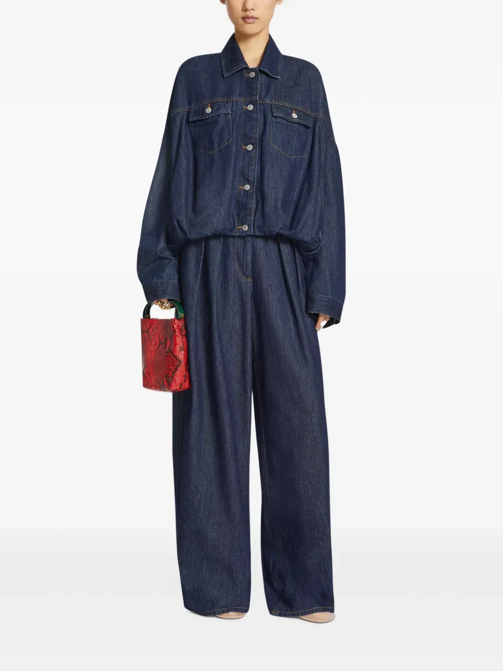 Puffball-Hem Denim Jacket