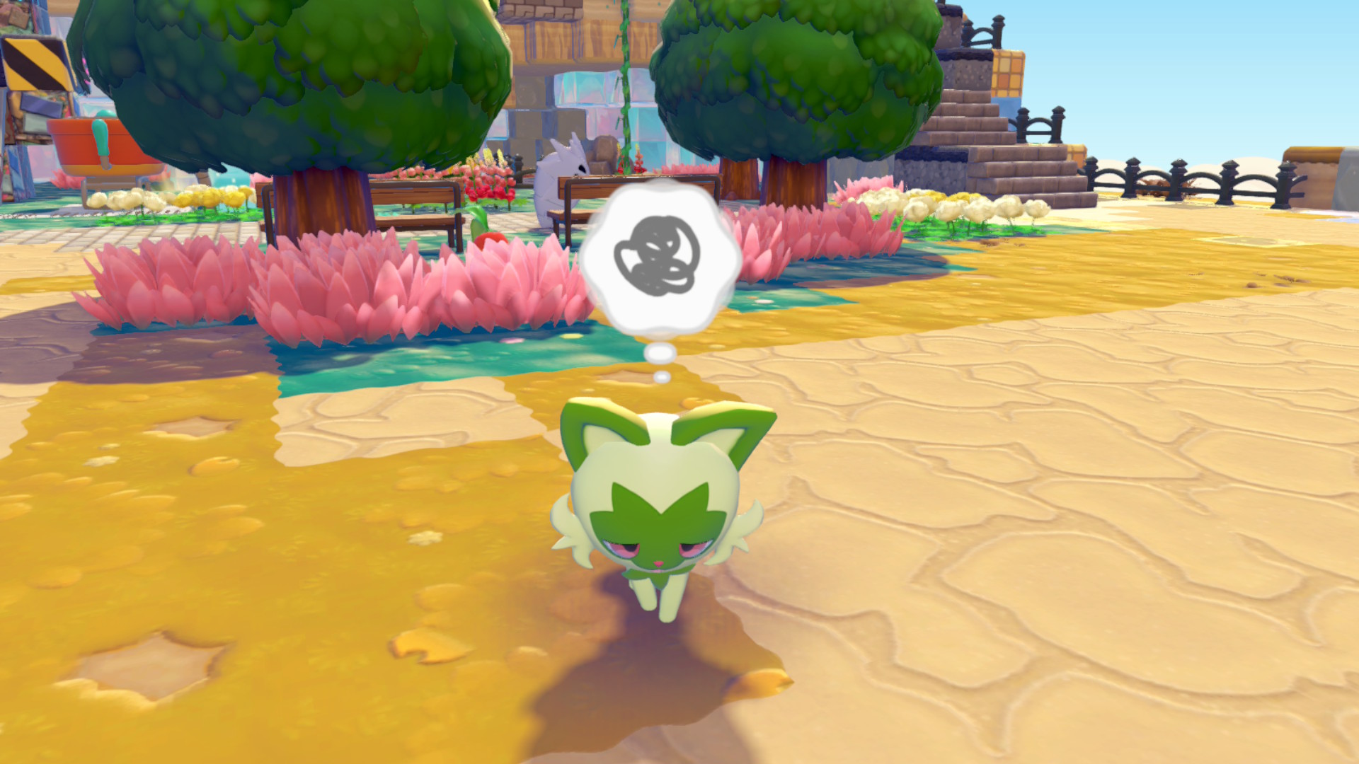 Sad Sprigatito in Pok&amp;eacute;mon Pokopia