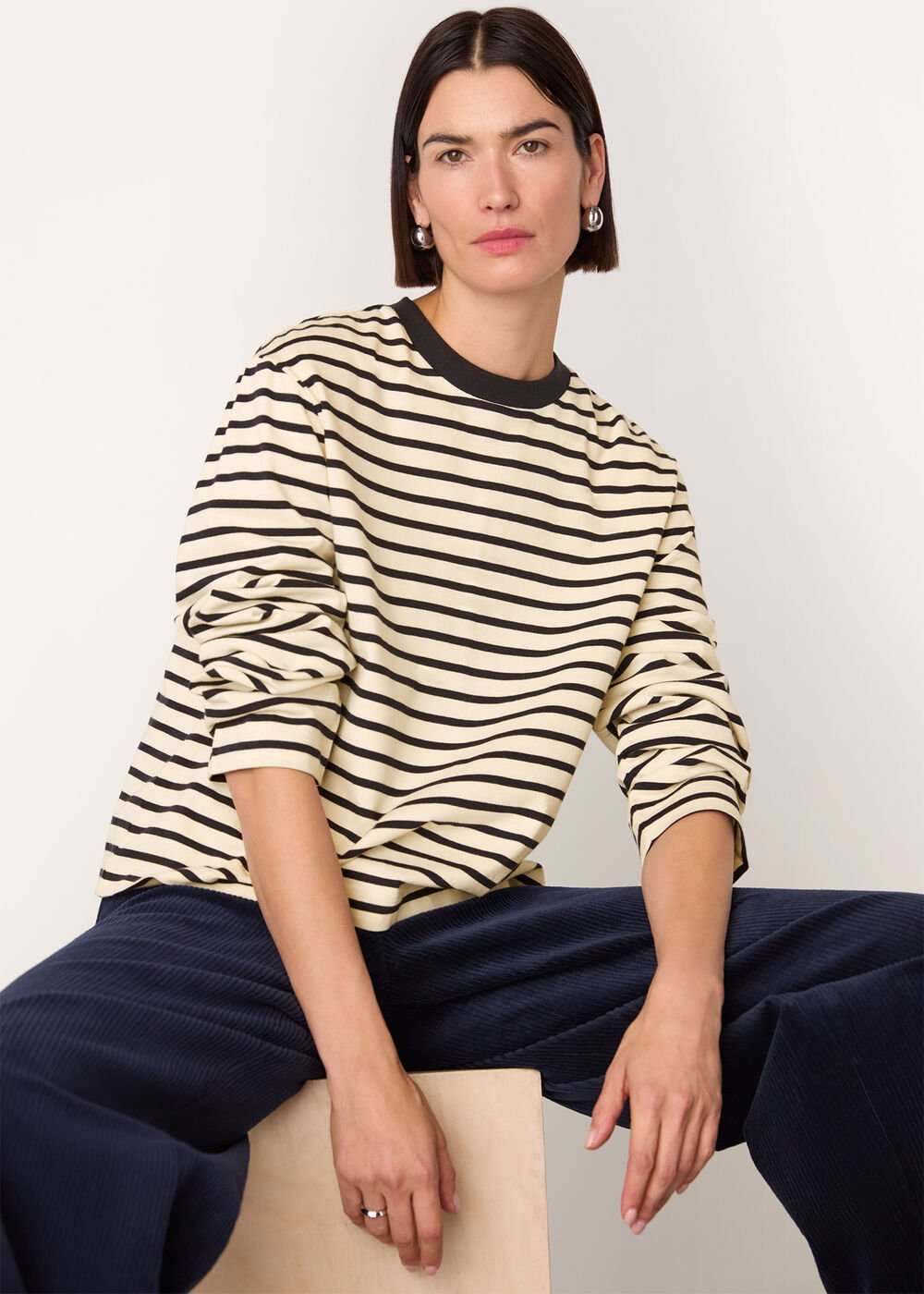 Ivory Stripe Cotton Jersey