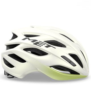MET Estro MIPS helmet in white and lime green