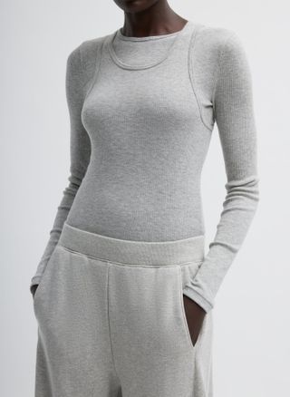 Circular Fine Rib T-Shirt Tank - Heather Grey / Xxs / R124cf7898