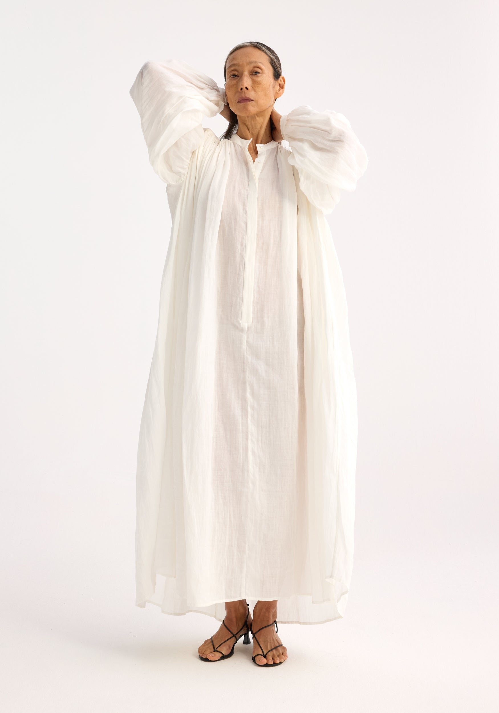 Pleated Ramie Dress | Optic White
