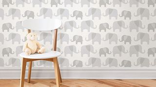 NuWallpaper Gray Elephant Parade peel and stick wallpaper