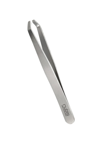 A pair of Rubis crab-tipped tweezers set against a white background.