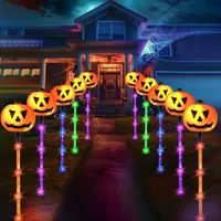 Joyfy 10 Pcs Halloween Solar Pumpkin Pathway Lights
