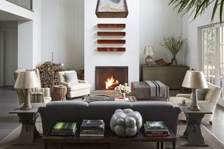 white living room fireplace