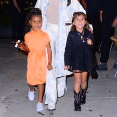 Kim Kardashian, North West and Penelope Disick seen leaving a restaurant in SoHo