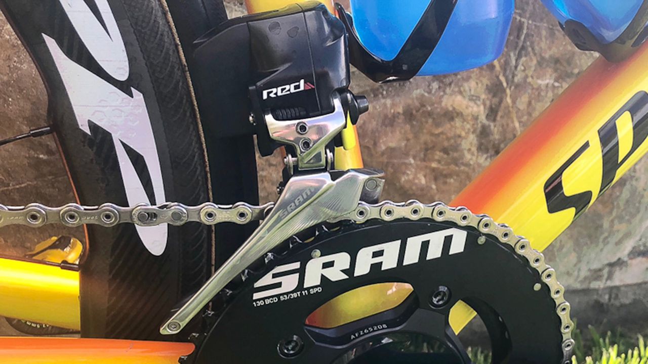 SRAM Red eTap components include batteries for each component and so are more bulky than some other electronic shifters