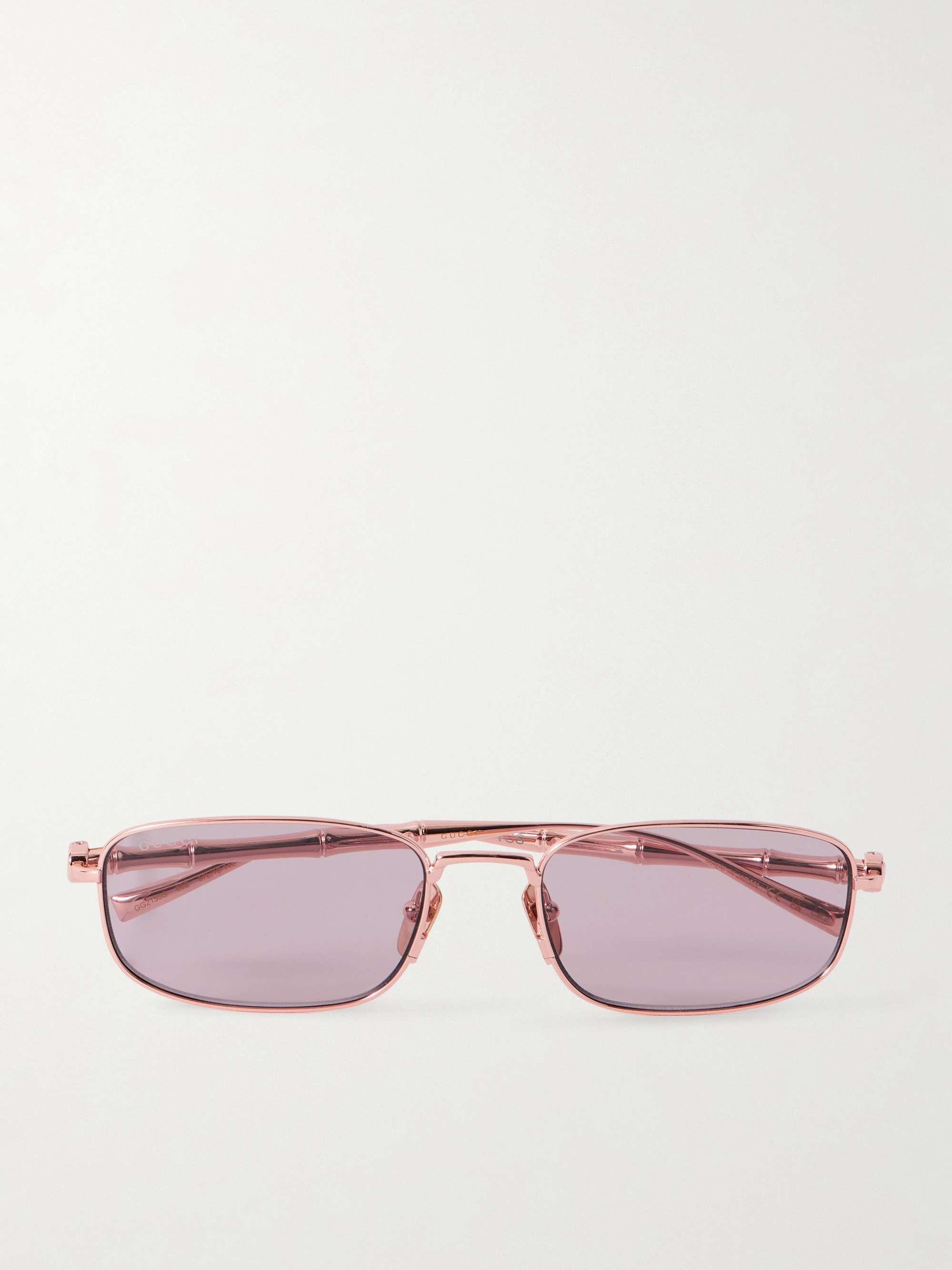 Bamboo Rectangular-Frame Metal Sunglasses