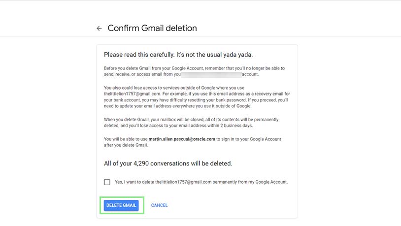How to delete a Gmail account