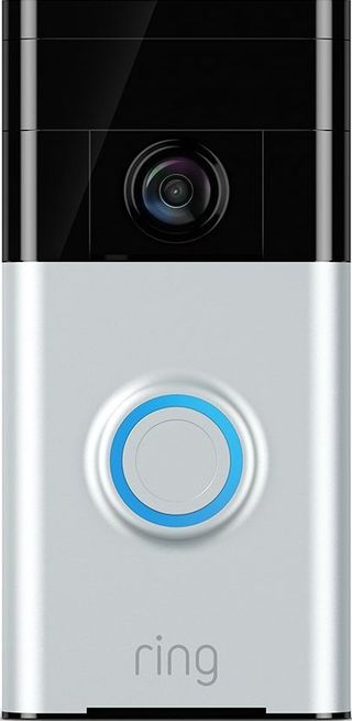 Ring Video Doorbell in silver on a white background