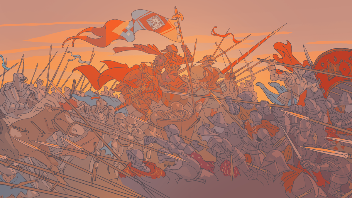 Elegant game art showing medieval characters