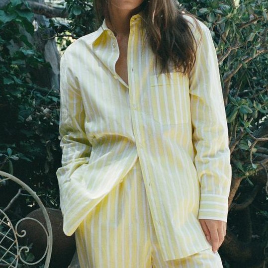 Zara Striped Pyjama-Style Collared Shirt