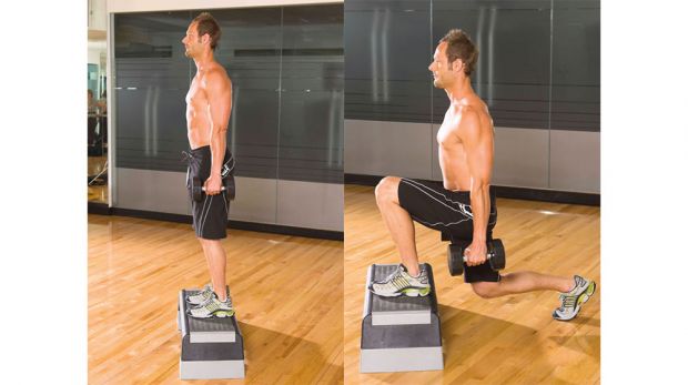 Dumbbell box lunge
