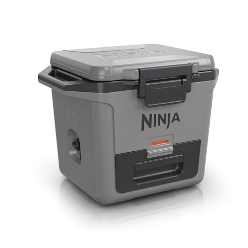 Ninja Frostvault Hard Cooler 30qt/28l, Premium Heavy-Duty Insulated Cool Box, Keeps Ice for Up to 5 Days, With Dry Zone Integrated Fridge-Temp Dry Storage Drawer, Fits 48 Cans, Slate Grey Fb131ukgy