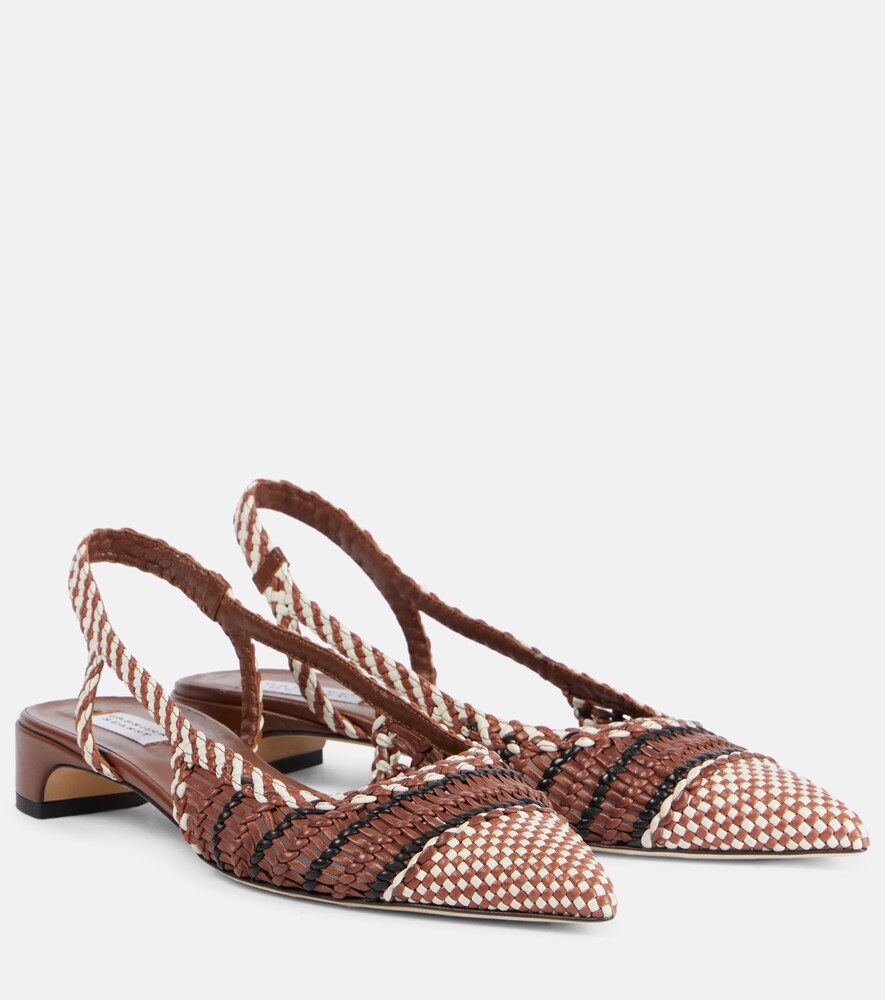 Perro Braided Leather Slingback Pumps