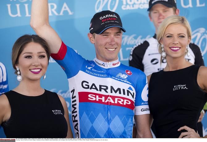 Rohan Dennis (Garmin-Sharp) celebrates his stage win in Tour of California