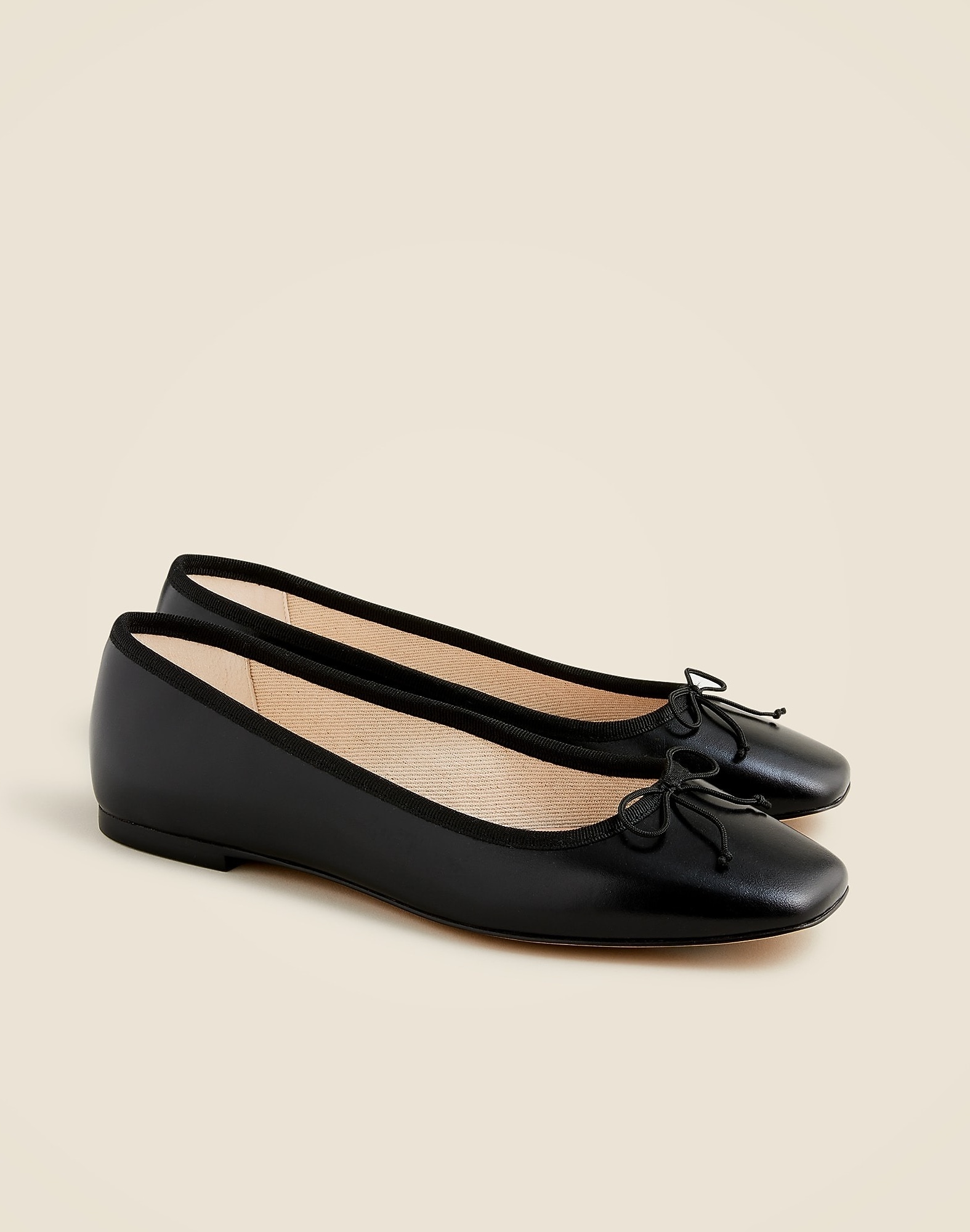 J.Crew, Quinn Square-Toe Ballet Flats in Leather