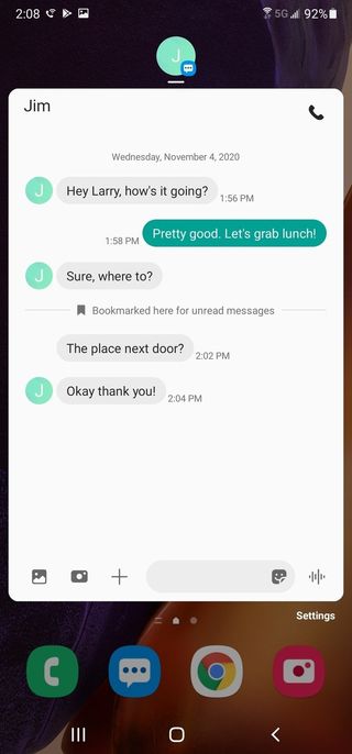Messaging Bubbles on Android 11 with One UI
