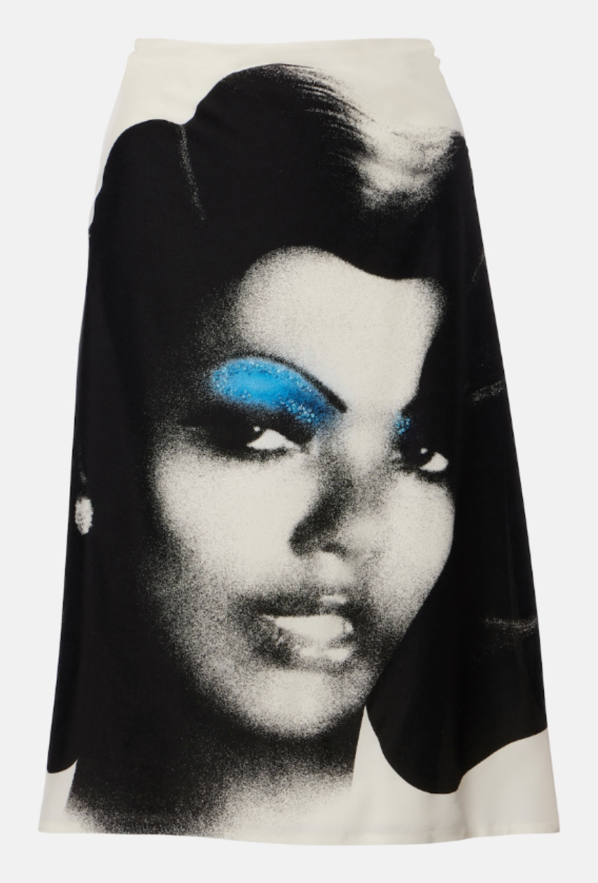 Versace, Printed Silk Poplin Midi Skirt
