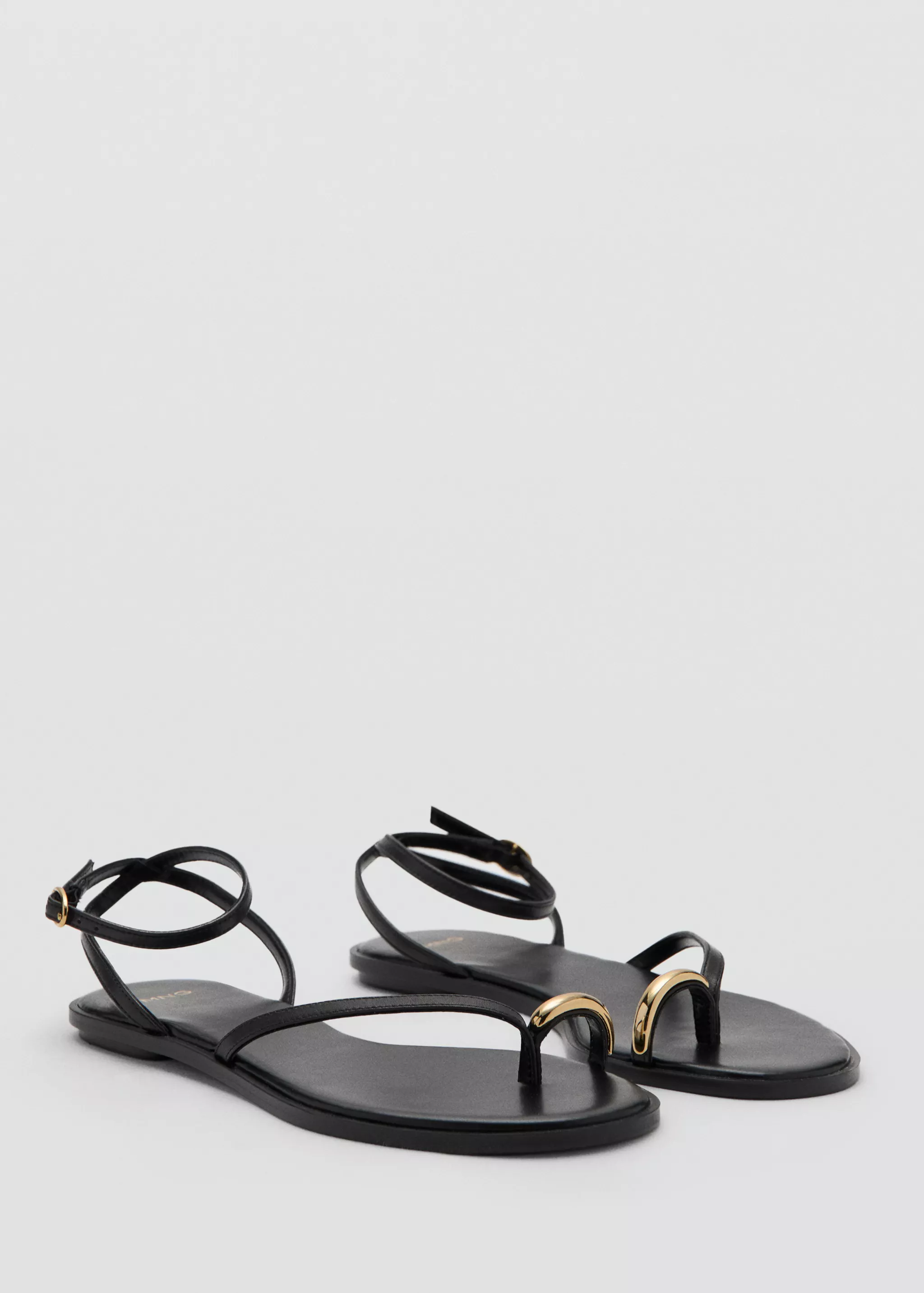 Leather Strap Sandals With Metallic Detail - Women | Mango United Kingdom