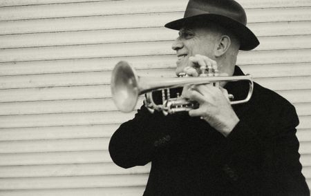 Trumpet, vintage, dark, art, jazz, trumpet player, close-up, music, fun, outdoors, passion, street, city life, vintage, characters, old.