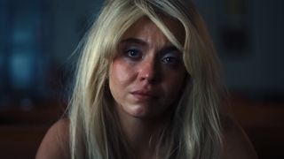 Sydney Sweeney's Cassie crying in a diner in Euphoria 