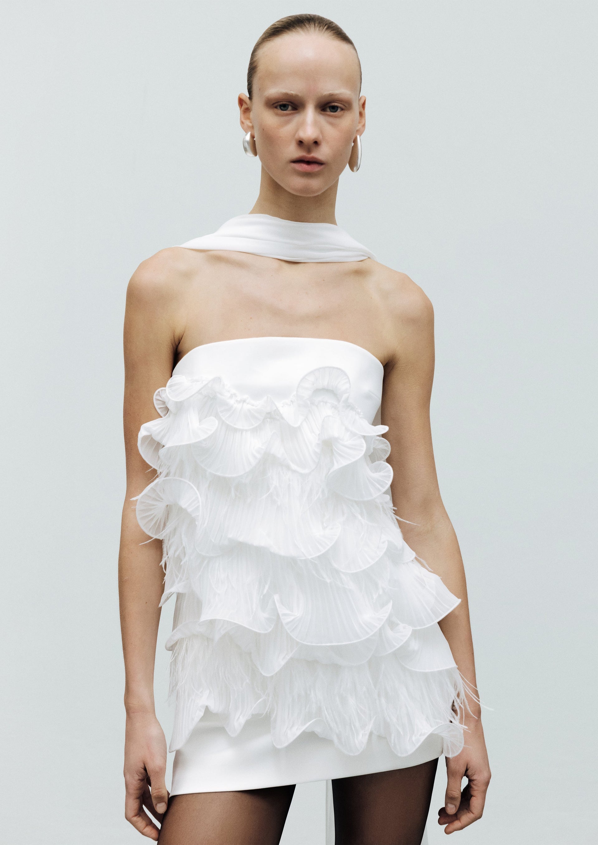 Lina - Strapless Boned Mini Dress - 34 / White