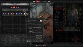 Diablo 4 gems in player stash, looking at chipped diamond