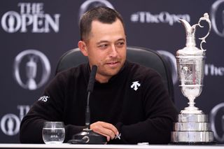 Xander Schauffele speaks to the press after winning The Open