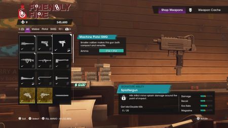 Saints Row Friendly Fire gun shop machine pistol smg menu