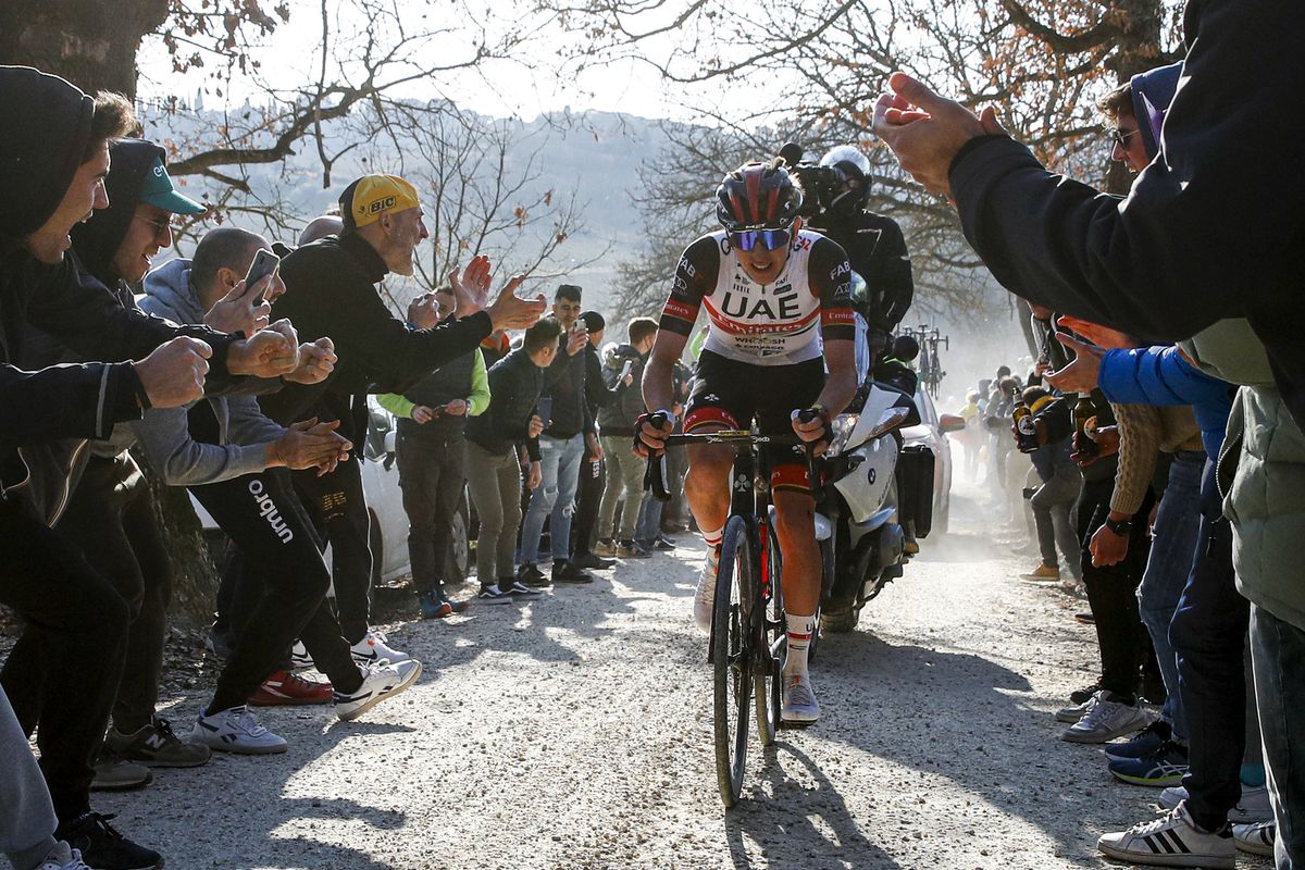 Strade Bianche 2022 16th Edition Siena Siena 184 km 05032022 Tadej Pogacar SLO UAE Team Emirates photo Luca BettiniSprintCyclingAgency2022