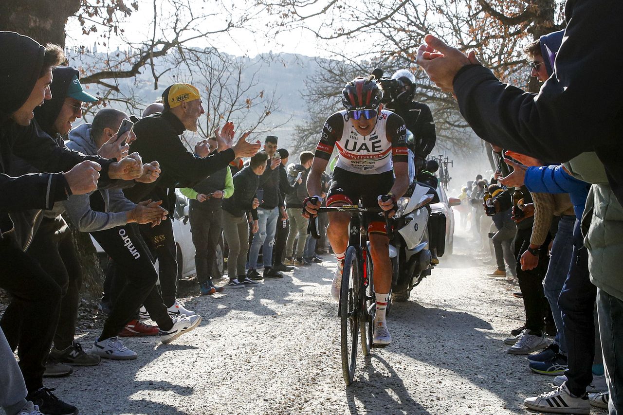 Strade Bianche 2022 16th Edition Siena Siena 184 km 05032022 Tadej Pogacar SLO UAE Team Emirates photo Luca BettiniSprintCyclingAgency2022
