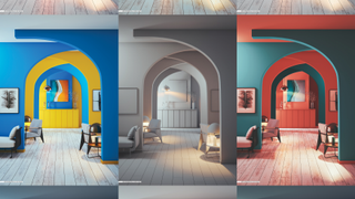 Photo of different coloured hallways