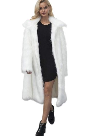 RomanticDesign Women's Long Lapel Faux Fur Jacket