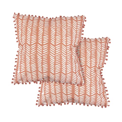 Gardenwize - Pack of 2 Outdoor Scatter Cushions, Garden Furniture Cushions - Covers & Pillows (terracota Fern)