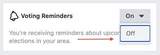 Turn off election reminders Facebook Desktop 3