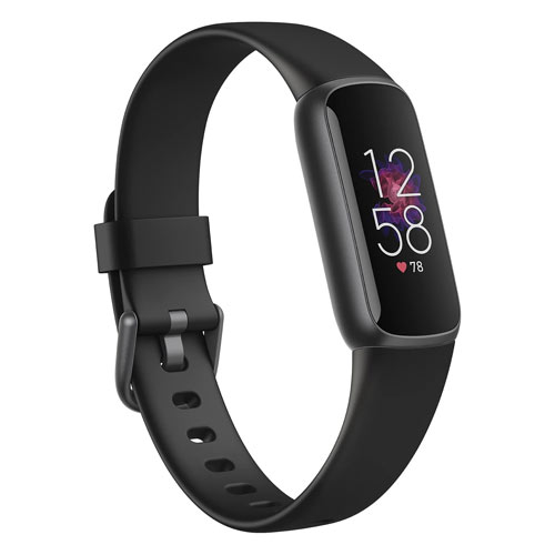 The Fitbit Luxe in black on a white background.