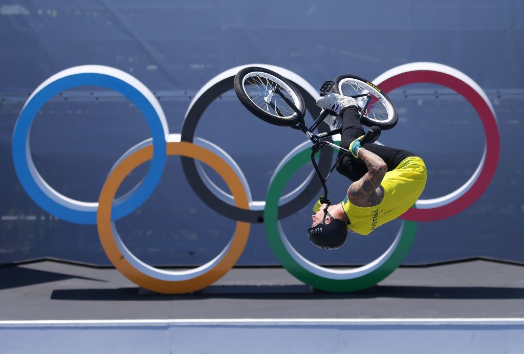 TOKYO JAPAN AUGUST 01 Logan Martin of Team Australia competes in the during the Mens Park Final run 1 of the BMX Freestyle on day nine of the Tokyo 2020 Olympic Games at Ariake Urban Sports Park on August 01 2021 in Tokyo Japan Photo by Jamie SquireGetty Images