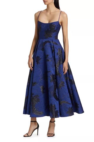 ML Monique Lhuillier Nicolette Floral Jacquard Maxi Dress